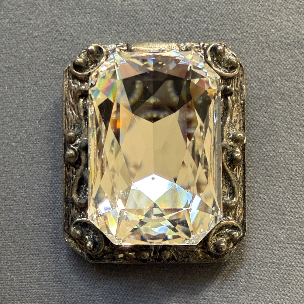 Vintage Silver and Crystal Rectangular clip